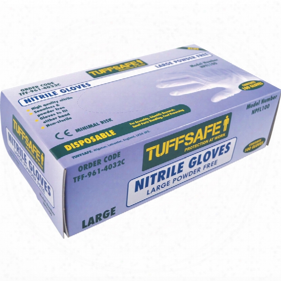 Tuffsafe Blue Nitrile Powder Free Disposable Gloves - Size S