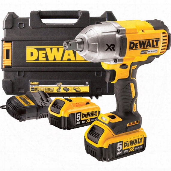 Dewalt Dcf899p2-gb Impact Wrench 1/2" Square Drive 18volt Xr Brushless With 2x5amp-hour Li-ion Batteries & Kitbox