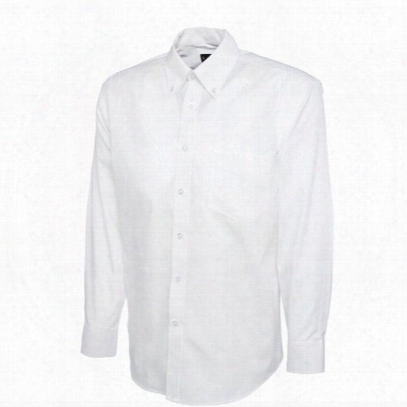 Uneek Uc701 Pinpoint Oxford Men's Long Sleeved Shirt - White - Size 16.5