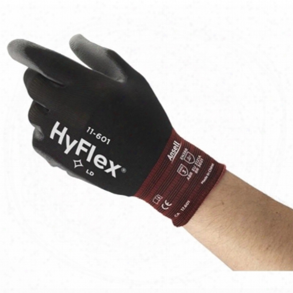 Ansell 11-601 Hyflex Palm-side Coated Black/grey Gloves - Size 8