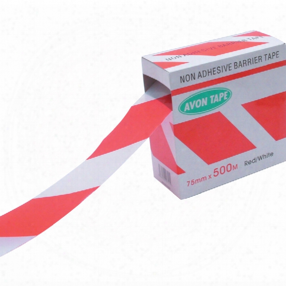 Avon 75mmx500m Red/white Barrier Tape In Dispenser