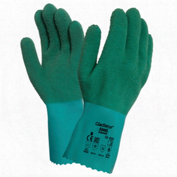 Ansell 16-650 Gladiator Fully Coated Green Gloves - Size 9