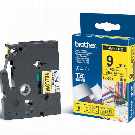 Brother Mk621b P-touch Tape 9mm Black On Yellow