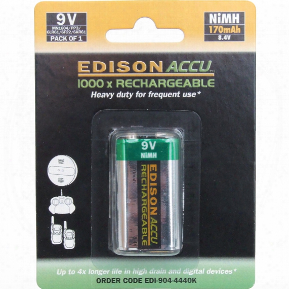 Edison 9v Nimh Rechargeable 170m Ah Battery