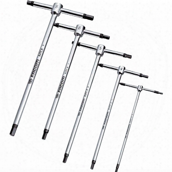 Facom 84tc.je5 T-handled Hexagon Key Driver / Spinner Set 3mm - 8mm (5-piece)