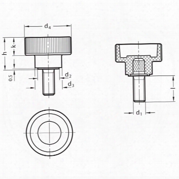 Ganter Gn421-m5-25 Knurled Thumb Screw
