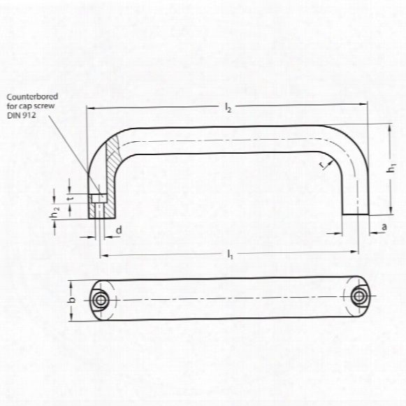 Ganter Gn565.1-20-128-sw Cabinet "u" Handle; Alum'; Black