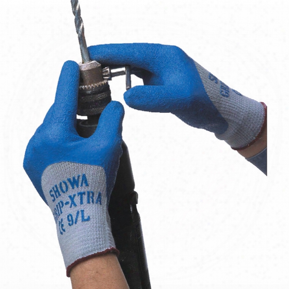 Showa 305 Grip Xtra 3/4 Coated Blue/grey Gloves - Size 7