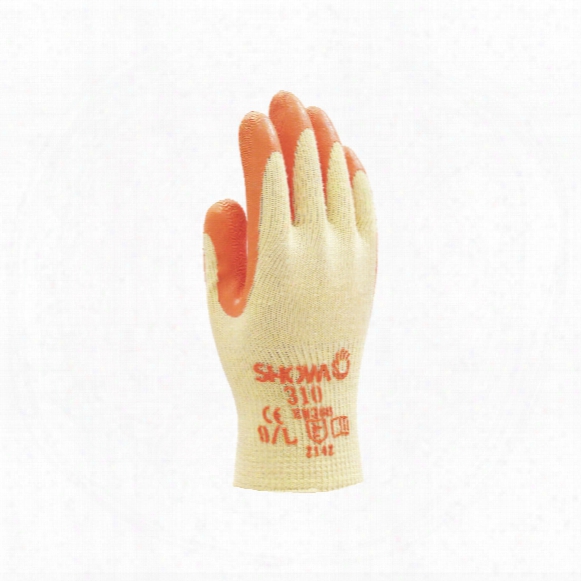 Showa 310o Orange/yellow Palm-side Coated Grip Gloves - Size 10