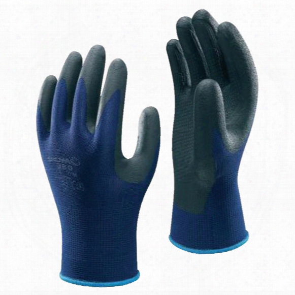 Showa 380 Palm-side Coated Black/blue Grip Gloves - Size 9