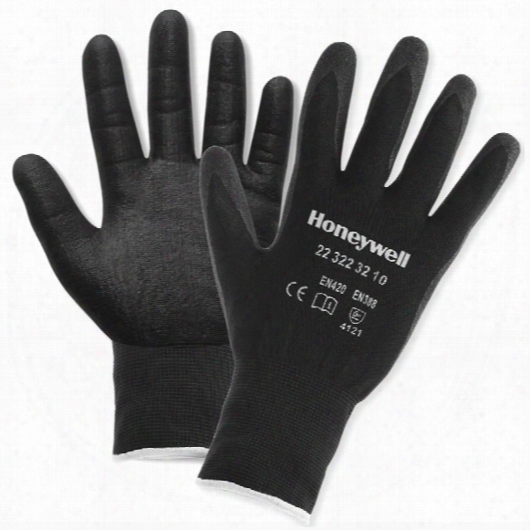 Honeywell 2232232 Polytril Plus Workeasy Palm-side Coated Black Gloves - Size 8