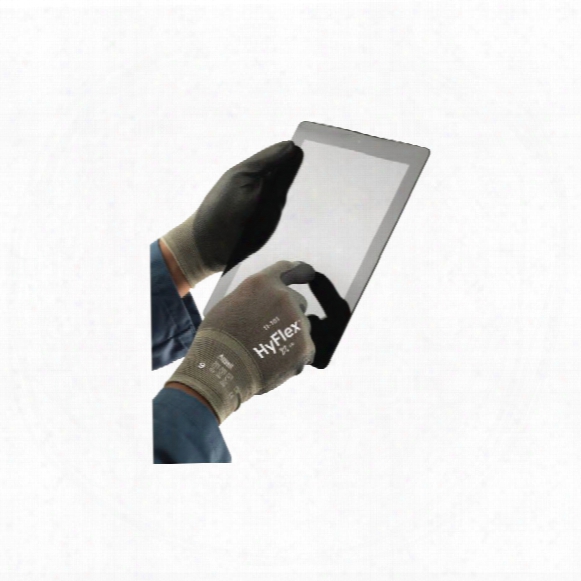 Ansell 11-101 Hyflex Touch Screen Capable Palm-side Coated Grey Gloves - Size 10