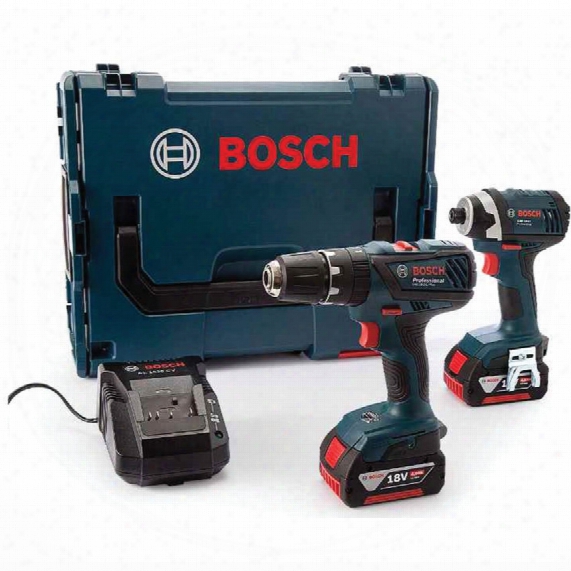 Bosch 18v Combi Drill & Impact Socket Driver Twin Pack In Boxx