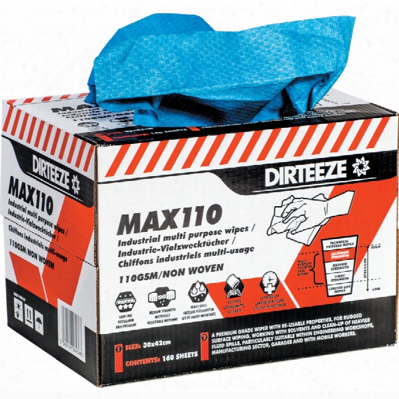 Dirteeze Maximum Strength Multi-purposenon-woven Wipes Box 160 Sheets