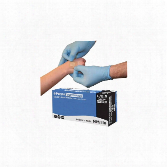 Polyco Gl8951 Bodyguards Blue Nitrile Disposable Gloves - Size S