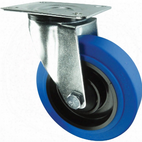 Atlas Workholders Swivel Plate 125mm Blue Rubber Tyre