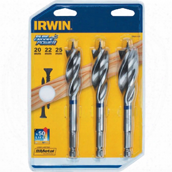 Irwin 10507720 3 Pce Blue Groove Power Bit Set