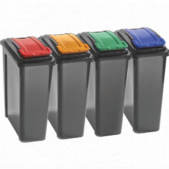 25ltr Lift Top Recycling Bin Grey + Green Lid