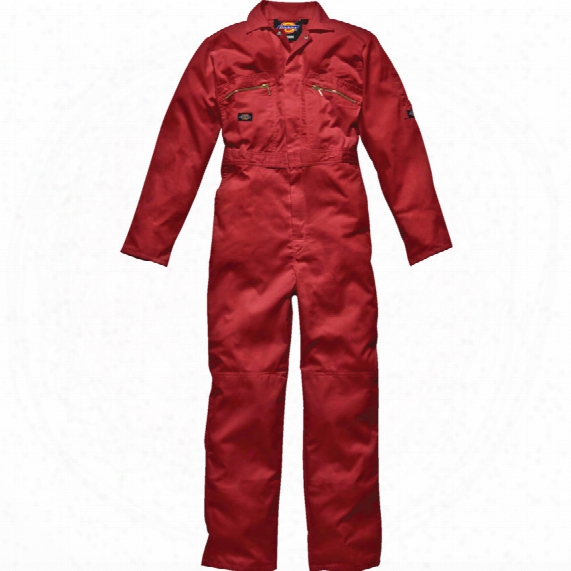 Dickies Wd4839 Redhawk Men's Lightweight Polycotton Zip Front Coverall - Red 44 Inch Regular Leg