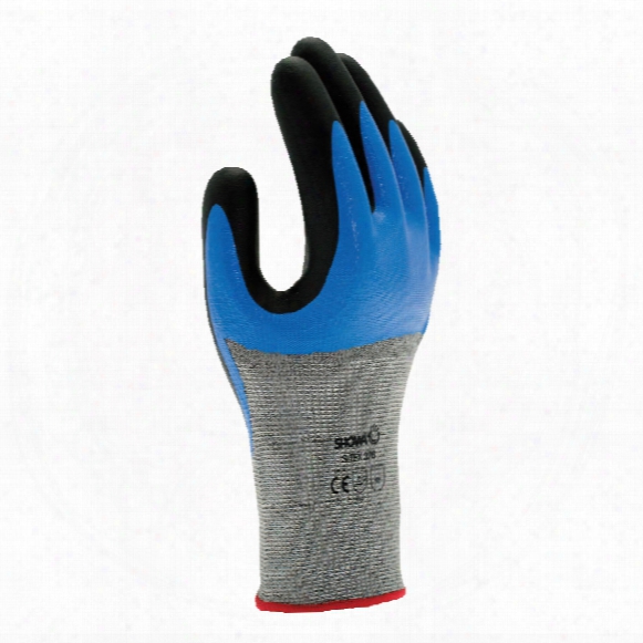Showa 376 3/4 Coated Grey/blue/black Grip Gloves - Size 8