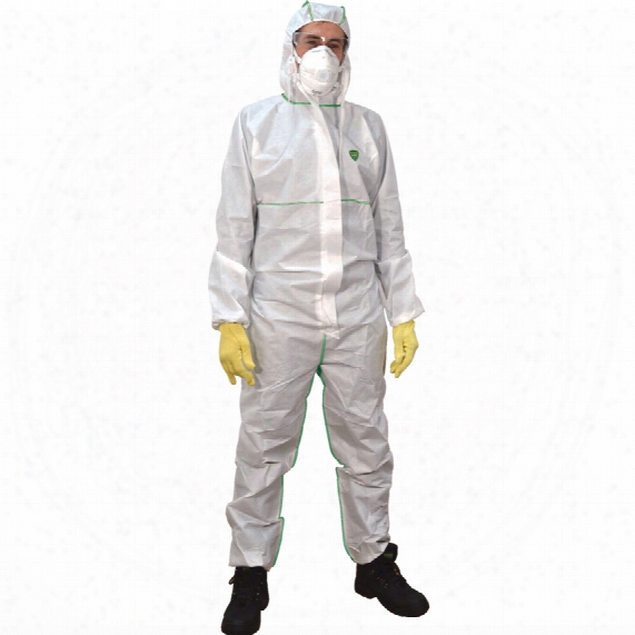 Tuffsafe Fr Coveralls White - Green Seams - Xxx/large