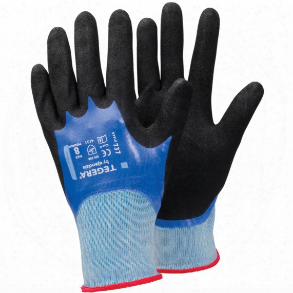 Ejendals 737 Tegera Palm-side Coated Black/blue Gloves - Size 8