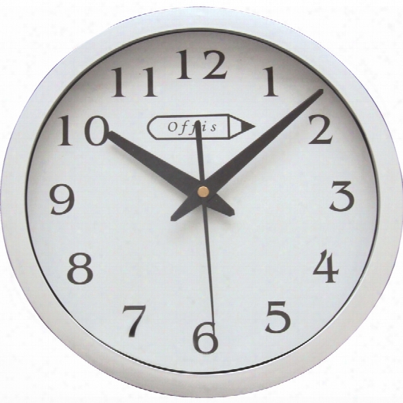 Offis 10" Round Silver Clock