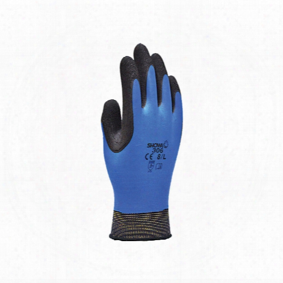 Showa 306 Palm-side Coated Blak/blue Gloves - Size 7