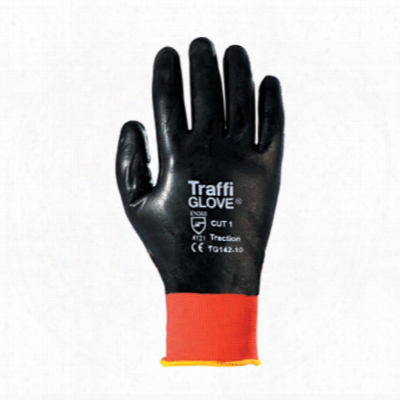 Traffiglove Tg142 Traction Fully Coated Black/red Gloves - Size 11