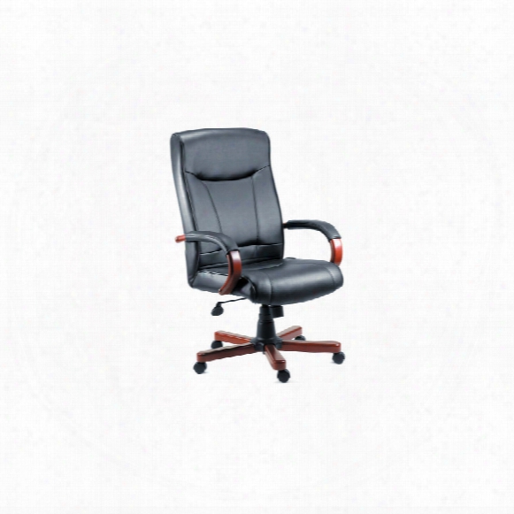 Teknik Executive High Backed Leather Chair Wooden Arms