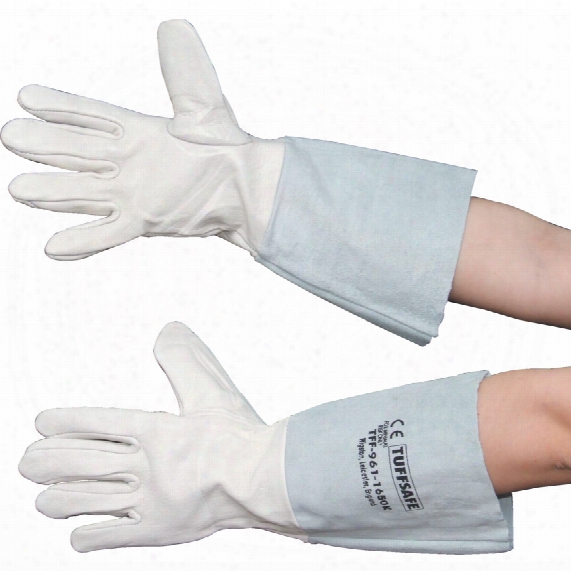 Tuffsafe Grey Leather Gauntlets 6" Cuff Size 10