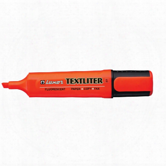 Luxor Textliter Flat Hi Lighter C/w Clip Orange (pk-10)