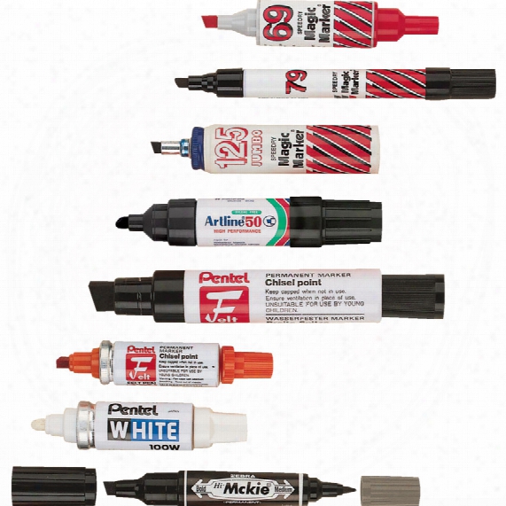Marker Wedge Black Pentel M180 (pk-6)