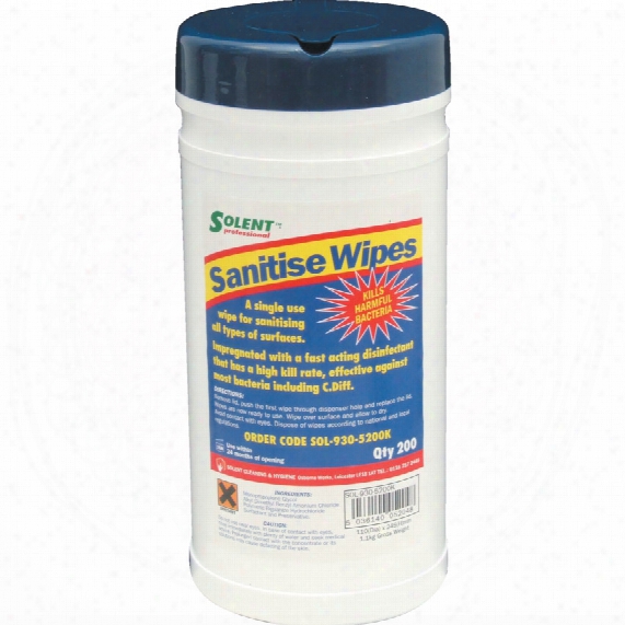 Solent Cleaning Sanitize Wipes 20x30cm 20 0 Shts Per Tub