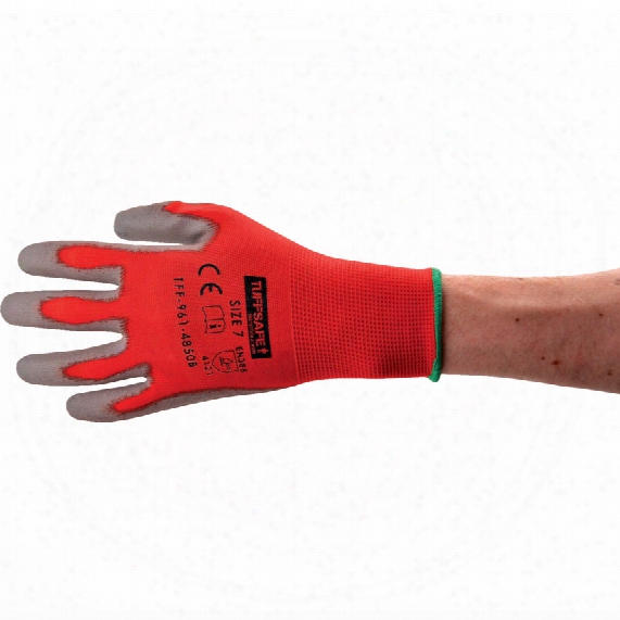 Tuffsafe Palm-side Coated Red/grey Gloves - Size 7
