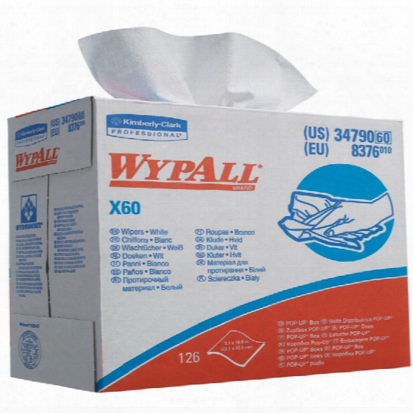 8376 Wypall X60 Cloths Pop-up Box White (10-boxes)