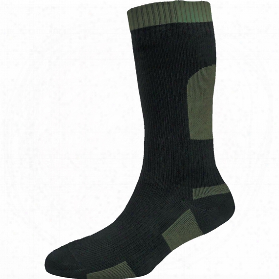 Sealskinz Ds751 Waterprkof Thick Mid Length Sock Blk/olv Med