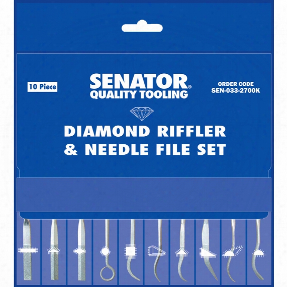 Senator 140mm (5.1/2" ) 10 Piece Diamond Riffler & Needle File Set