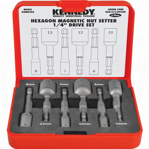 Kennedy 6pc Hexagon Magnetic Nut Setter 1/4" Dr Set