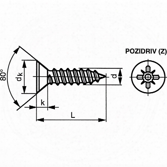Qualfast St4.8x25mm Pozi Csk Tap Screw Bzp - Pack Of 200