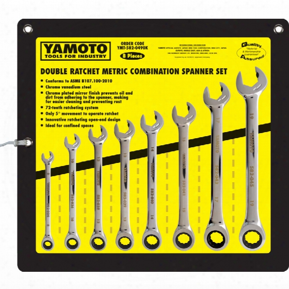 Yamoto 8-19mm Double Ratchet Combination Spanner Set 8-pc