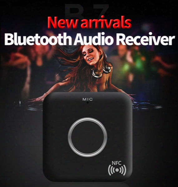 2017 New Arrival B7 Car Bluetooth Audio Receiver, Double 3.5mm Aux Output Port, Build-in Nfc Quick Connect And Hd Mic