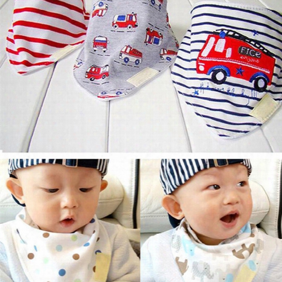 3pcs/set Kids Infant Newborn Baby Bandana Bibs Towel Saliva Towel Burp Cloths Cotton Cartoon Animal Styles