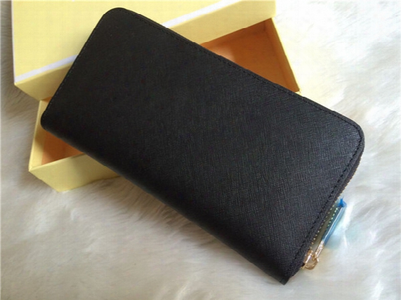 Aaa Woman Ladies Michael Kally High Quality Famous Brand Long Single Zipper Genuine Leather Wallet Cross Pattern 008 Purse With Box Card