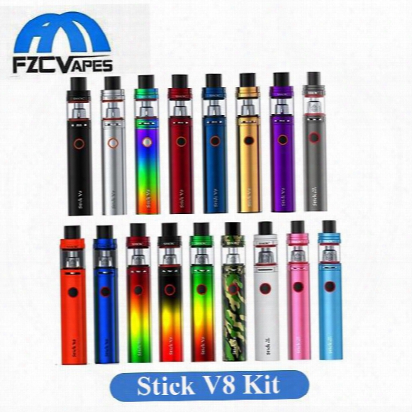 Authentic Smok Stick V8 Kit 15 New Colors Raster Auto 24.5mm Diameter 3000mah Vape Pen With Tfv8 Big Baby Tank 100% Original