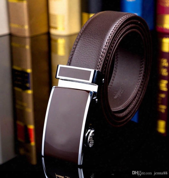 Best Quality Designer Brand Name Fashion Men&#039;s Business Waist Belts Automatic Buckle Genuine Leather Belts For Men 105-125cm Free Shipping
