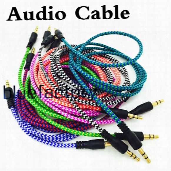 Braided Audio Auxiliary Cable 1m 3.5mm Wave Aux Extension Male To Male Stereo Car Nylon Cord Jack For Samsung Phone Pc Mp3 Headphone Speaker