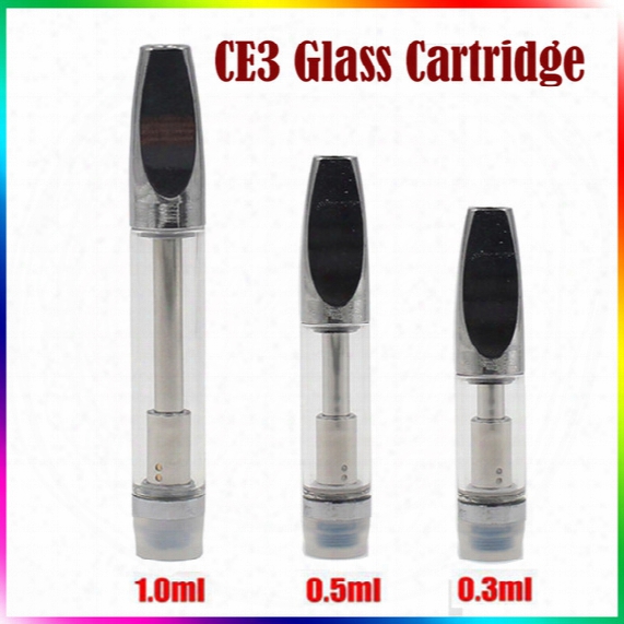 Ce3 Glass Cartridges Ce3 Pyrex Glass Dual Coil Thick Oil Glass Tank Wax Vaporizer 510 Thread 0.3 0.5 1.0ml Clearomizer