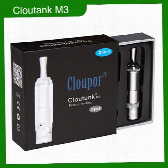 Cloupor Cloutank M3 Clearomizer Pyrex Glass Clear 2 In 1 Dry Herb Vaporizer Atomizer Wax Cartomizer For E Cigarette Kit Via Dhl