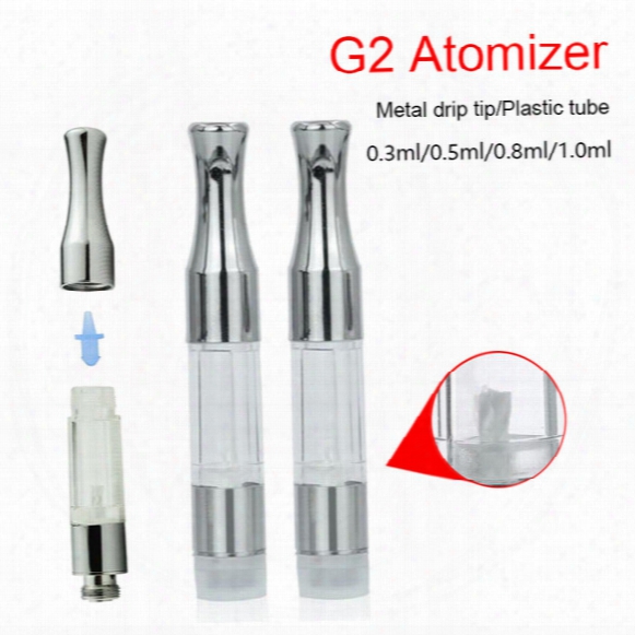 E Cigs Disposable Vaporizer G2 Atomizer .3ml .5ml .8ml Vape Pen Oil Vaporizer 92a3 Cartridgel Empty 510 Oil Cartridge With Metal Drip Tip